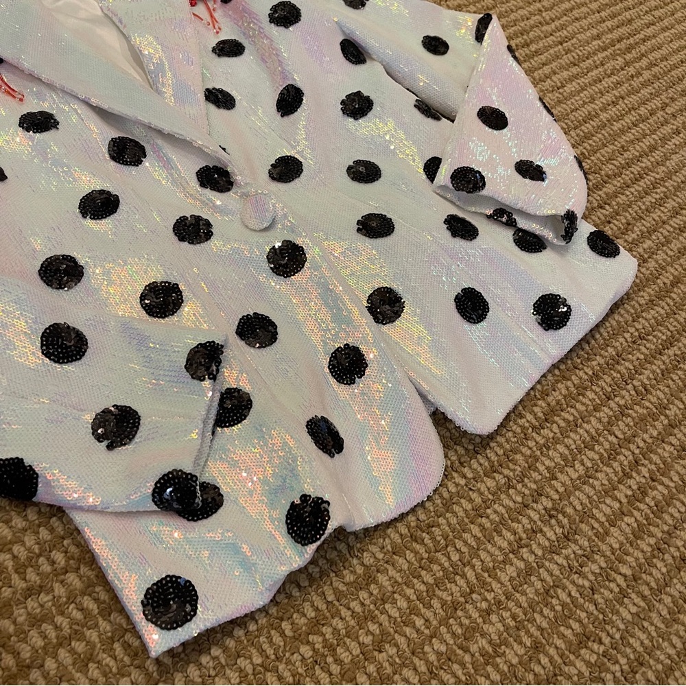 Queen of Sparkles Polka Dot Beaded Floral Blazer Small - Picture 6 of 11